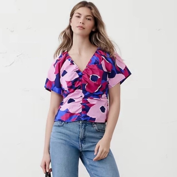 Banana Republic Factory Tops - NEW Banana Republic Fitted Poplin Top Size 8 Crop Vibrant Floral Print